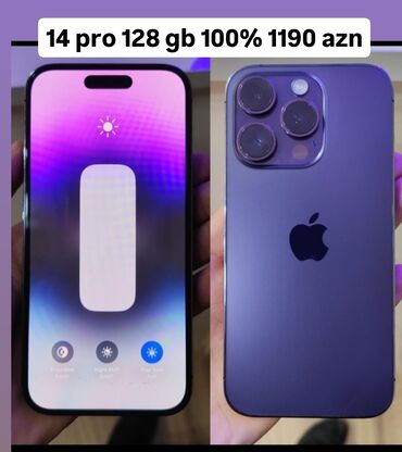 Apple iPhone: IPhone 14 Pro, 128 GB, Deep Purple, Zəmanət