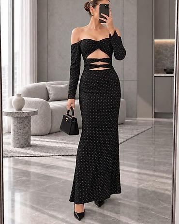 silver: Elegantna maxi haljina sa otvorima – model sa dugim rukavima i — 1