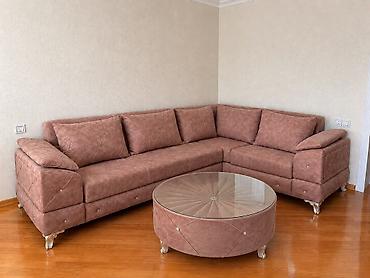 Divan və masa dəstləri: Künc divan satılır. - Material: yumşaq, keyfiyyətli parça üzlük — 1