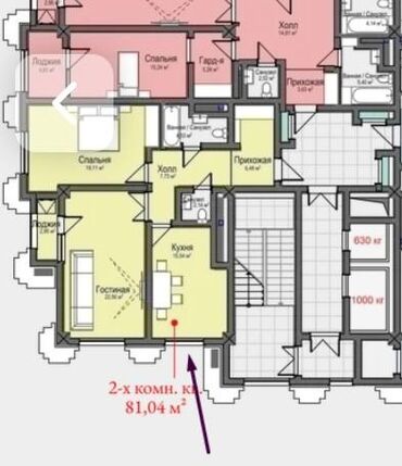 вторичное жилье: 2 комнаты, 81 м², Элитка, 6 этаж, ПСО (под самоотделку)