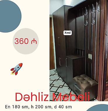 вешалка в прихожей: Dəhliz mebeli – funksional giriş sistemi - Material: tünd ağac — 1