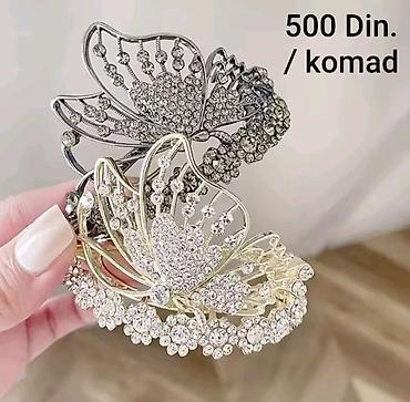 naocare za devojcice: Elegantne ukrasne šnale za kosu u dve boje – leptir sa kristalima - — 5
