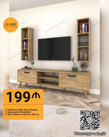 3d гипсовые панели для стен: Düz TV altlığı, Polkalı, Taxtalı