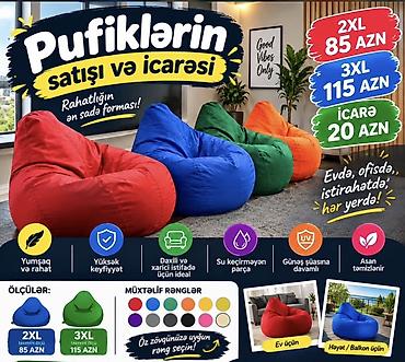 Pufiklər: Yeni, Pufik-kreslo, Parça, Kredit yoxdur, Çatdırılma yoxdur — 6
