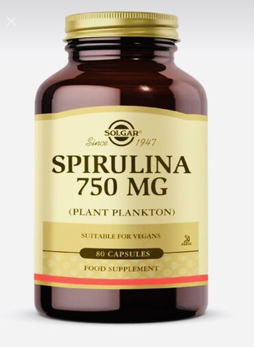 vitamin qiymeti: Solgar firmasi Sipirilina kapsullari 750 mgdi icerisinde 80 eded olur