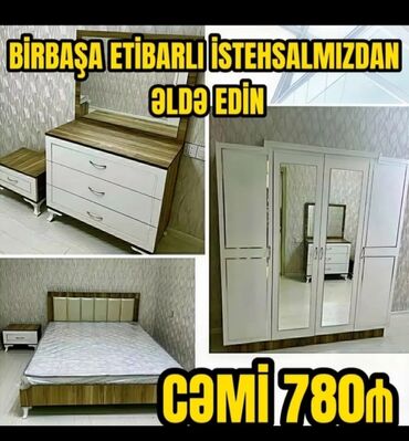 bazali carpayilar: İkinəfərlik çarpayı, Dolab, Termo, 2 tumba, Azərbaycan, Yeni