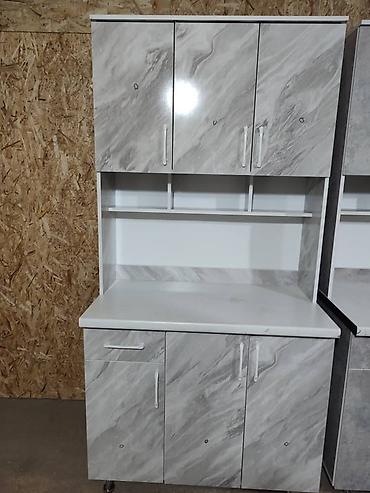 silver kitchen: Кухонный буфет с рабочей поверхностью и верхними шкафами - — 5