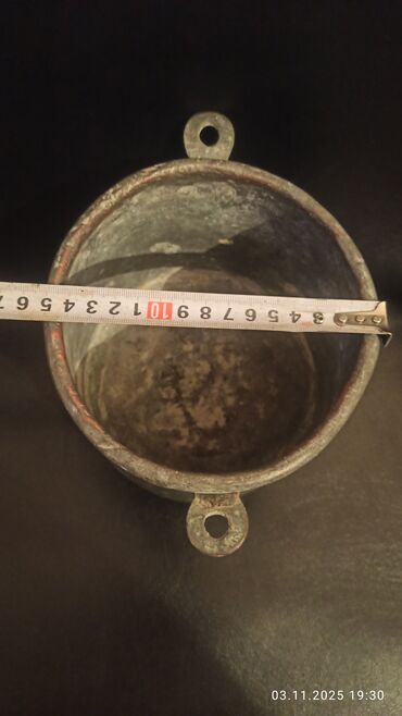 Əntiq qablar: Məhsul: Mis qab – kolleksiya üçün köhnə tipli metal qazan/kasa 1903 il — 11