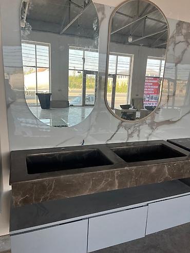Çanaqlar, tülpanlar: Mərmər hamam lavabosu və üstü – birblok monolit dizayn Məhsul — 16