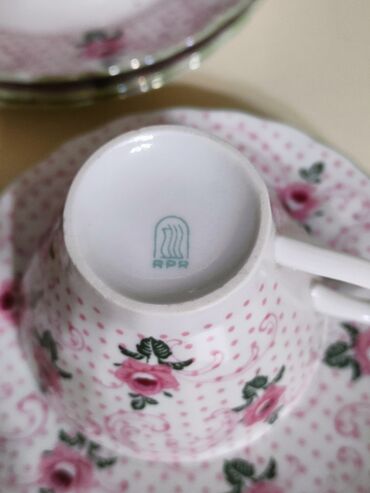 metbex eşyaları: Фарфоровый кофейный сервиз розовые цветы очень нежный середина 20 века