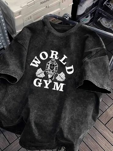 лосины для спорта детские: Мужская футболка Hercules "World Gym" - Оверсайз, 100% хлопок