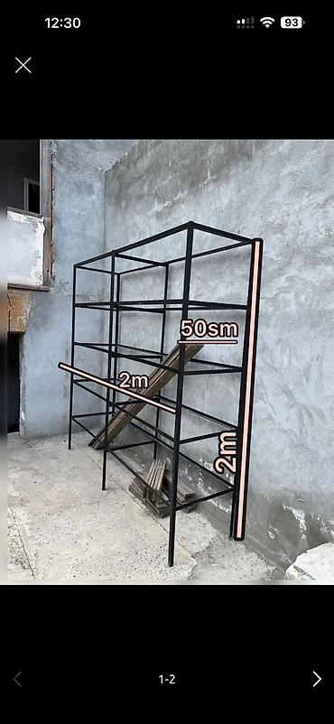 Полочные витрины: Alon üçün metal karkaslı vitrin rəf - Material: agir qara metal — 2