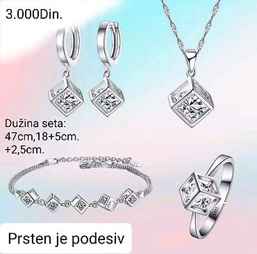 blackpink stvari: Posrebren set nakita sa kockastim kristalima i žigom S925. od — 1