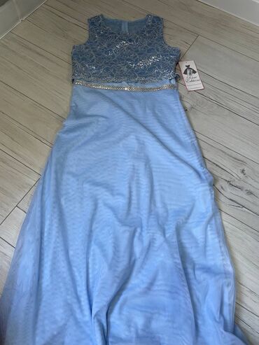 голубое платья: Вечернее платье, Длинная модель, Без рукавов, S (EU 36)