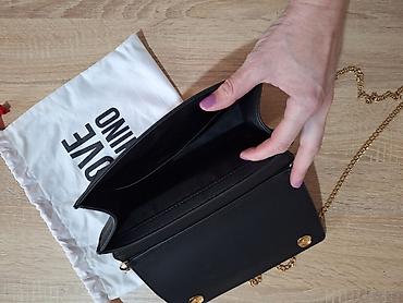 Torbe: Love Moschino crna original torbica s lančićem Prelepa crna elegantna — 12