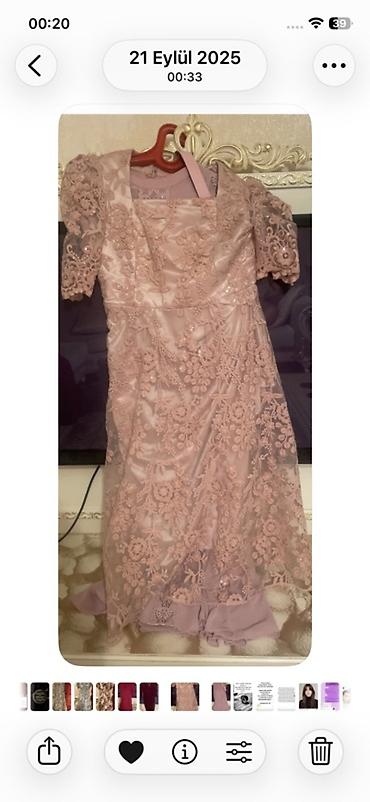 Zərif gecə/libas – pudra/çəhrayı tonlarda - Model: Dizdən uzun