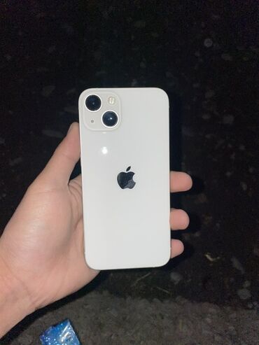 купить кнопочный сотовый телефон: IPhone 13, Б/у, 128 ГБ, Старлайт, Зарядное устройство, Защитное стекло, Чехол, 87 %