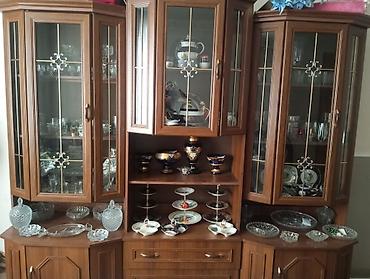 mebel kredit: Taxta vitrinli qonaq otağı mebeli – 3 bölməli bufet-komod dəsti - — 1