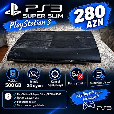 PlayStation 3 Super Slim (CECH-4304C) - Yaddaş: 500 GB - İçində 24