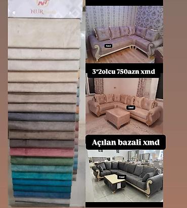 Ev və bağ: Künc divan dəsti – açılan, bazalı model - Ölçü: 3×2 m - Qiymət: 750 — 1