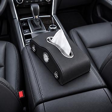 v class: Avtomobil üçün saatlı salfet qabı — qara, avtomobil formalı Kağız — 3