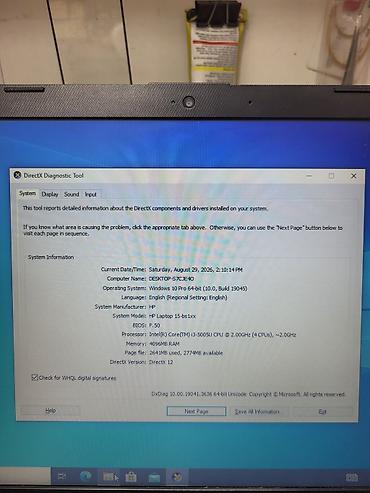 HP: HP Laptop 15-bs1xx noutbuk Texniki xüsusiyyətlər: - Ekran: 15.6" (HD) — 3