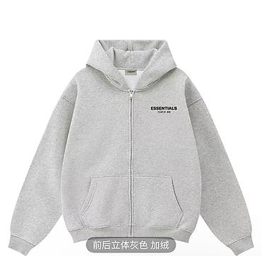 glo gang: Толстовка на молнии Essentials Fear of God - Цвет: меланжевый серый — 1