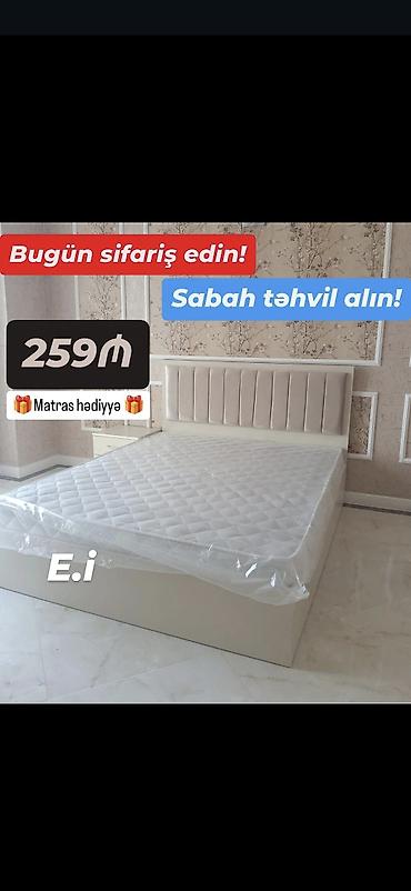 Mebel dəsti – yumşaq başlıqlı çarpayı - Rəng: krem/açıq bej - Dizayn