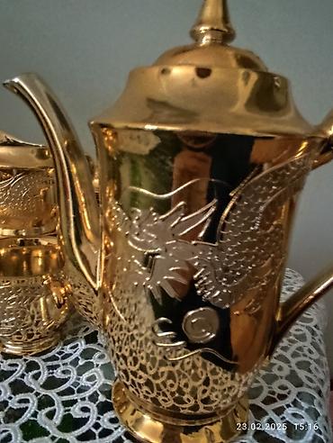 cay servisi: Çay dəsti, rəng - Qızılı, Metal — 2