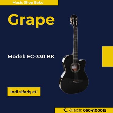 bas gitara: Grape klassik gitara Model: EC-330 BK •Sim sayı: 6 •Üst: Basswood