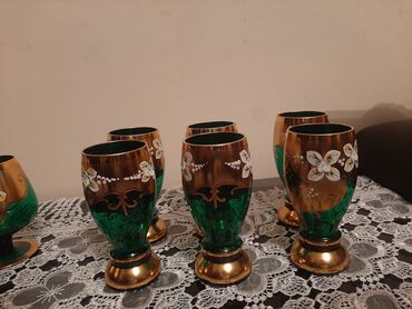 Растения: Бокалы, цвет - Зеленый, Стекло, Набор из 6 шт.