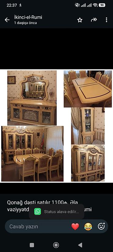 Qonağ dəsti satılır 1100₼. Əla vəziyyətdədi. Ünvan Əhmədli &Rumi lalafo.az -da Qonağ dəsti satılır 1100₼. Əla vəziyyətdədi. Ünvan Əhmədli &Rumi