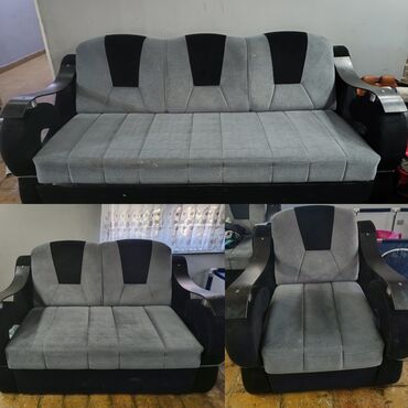 farmasi krpa za staklo: Three-seat sofas, Textile, color - Grey, Used