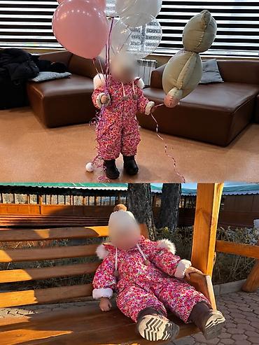 2года: Детский зимний комбинезон для девочки с цветочным принтом. Идеальное — 1