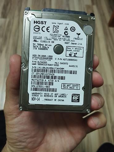 hdd disk: Hitachi HGST 2.5 sərt disk 1 TB satılır. Az işlənmiş problemsiz — 1