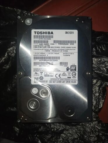vossen disk: Sərt disk (HDD) Toshiba, 2 TB, 7200 RPM, 3.5", İşlənmiş