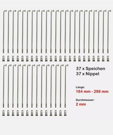 Velosiped aksesuarları: Nirosta spokes Alman istehsali nerjaveyka spicalar, 293mmx2mm, 37 dene