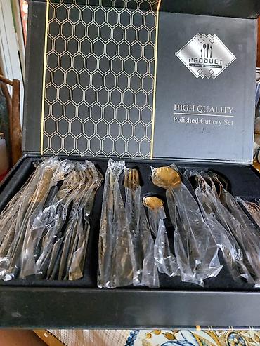 lasos baligi: “High Quality – Polished Cutlery Set” dəstı - Rəng: qızılı - — 2