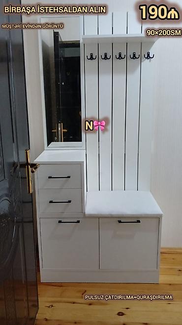 Yeni, 2 qapılı, Güzgülü, Ağ, Açılan, Düz dolab