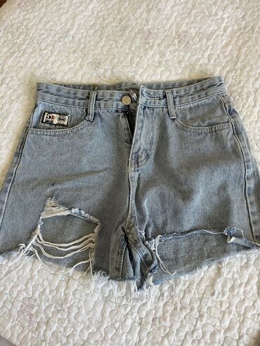 женские летние капри джинсовые: Шорталар S (EU 36), түсү - Көгүлтүр