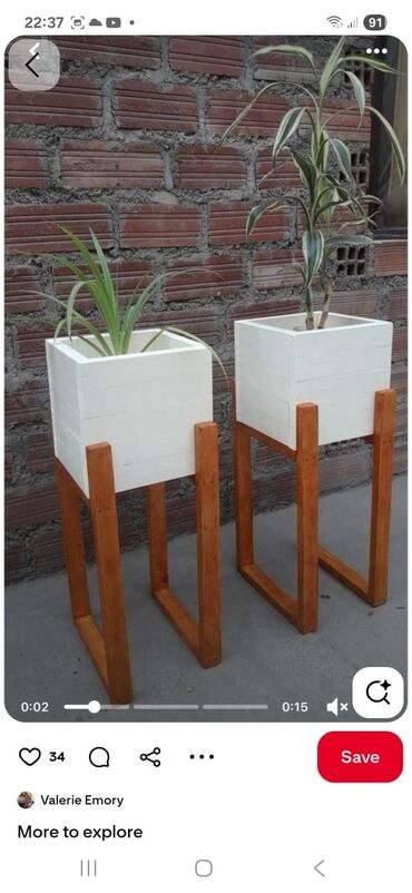 Bitkilər üçün dibçəklər: Taxta bitki stendləri və saksı dayaqları - Material: təbii ağac. Açıq — 4