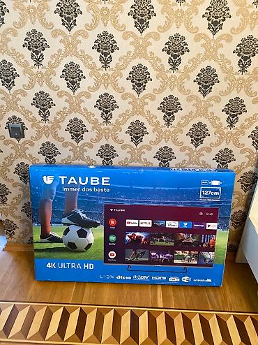 taube soyuducu: 128 sm genis ekran,4 K UHD son model Almaniya brendi Taube Smart tv,4 — 5
