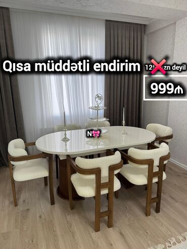 столы в стиле прованс: Oval masa, Qonaq otağı üçün, 6 nəfər