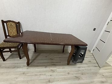konputer stolu: Taxta yemək/ziyafət masası - Material: tam ağac konstruksiya, tünd — 4