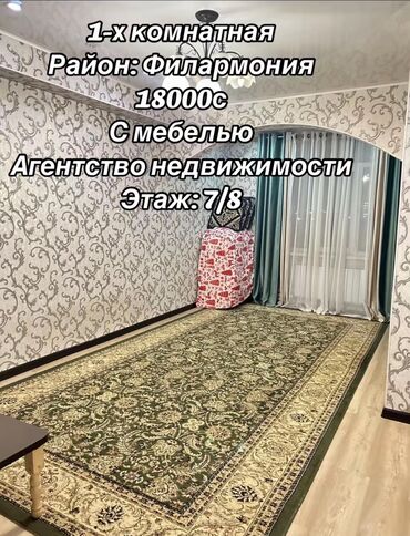 квартира 17000: 1 бөлмө, Кыймылсыз мүлк агенттиги, Чогуу жашоосу жок, Толугу менен эмереги бар, Жарым -жартылай эмереги бар