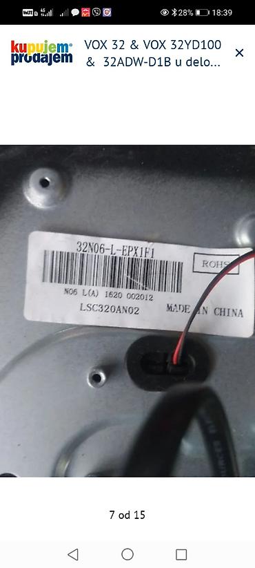 Aksesoari za TV i video: VOX 32” televizori – delovi Dostupni delovi za modele: - VOX 32YD100 na lalafo.rs — 7 Aksesoari za TV i video: VOX 32” televizori – delovi Dostupni delovi za modele: - VOX 32YD100 — 7