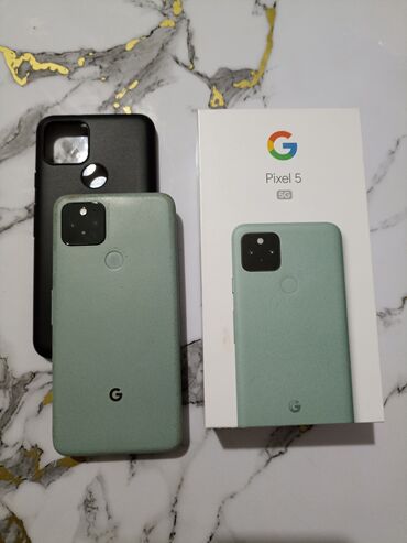 Google: Google Pixel 5, Б/у, 128 ГБ, цвет - Зеленый, 1 SIM, eSIM
