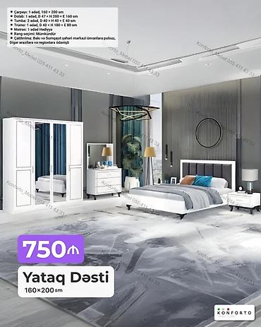 Ev və bağ: Yataq Dəsti – 160×200 sm Dəst tərkibi: - Çarpayı: 1 ədəd, 160×200 sm — 1