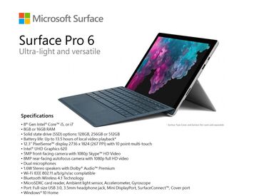 Ноутбуки: Ультрабук, Microsoft Surface, 16 ГБ ОЗУ, Intel Core i5, 12.5 ", Б/у, Для несложных задач, память NVMe SSD