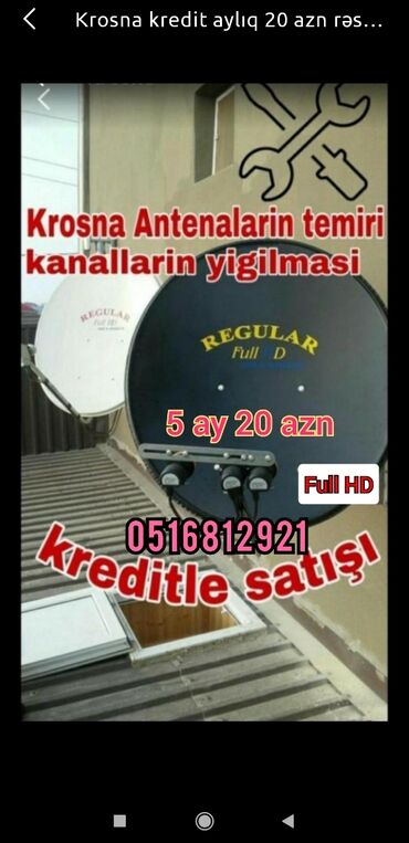 tarelka antena satilir in Azərbaycan | TV VƏ VIDEO ÜÇÜN AKSESUARLAR: Peyk antenalarının quraşdırılması | Quraşdırılma, Təmir | Kredit, Zəmanət